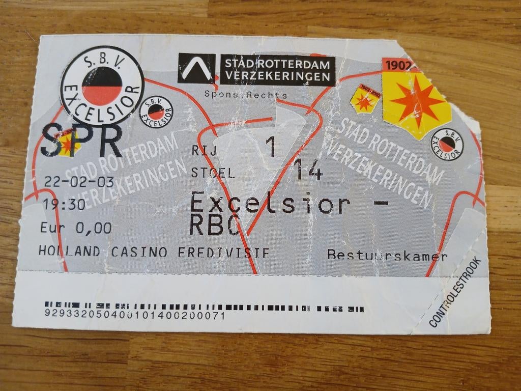 Ticket 02-03 Excelsior-RBC, Verzamelen, Sportartikelen en Voetbal, Ophalen of Verzenden, Overige binnenlandse clubs, Overige typen