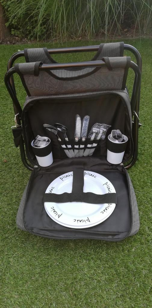 Picknickset 2 personen incl. servies + koelgedeelte en zitje, Ophalen of Verzenden, Nieuw