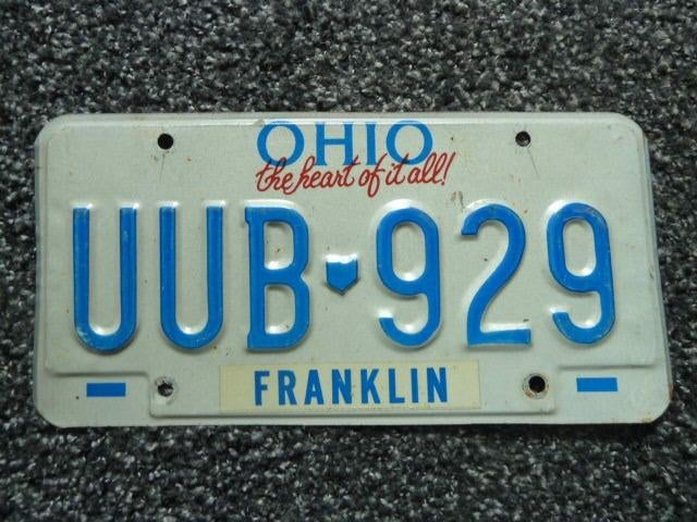 Kentekenplaat licenseplate Ohio Franklin 1 USA, Verzenden, Gebruikt, Auto's