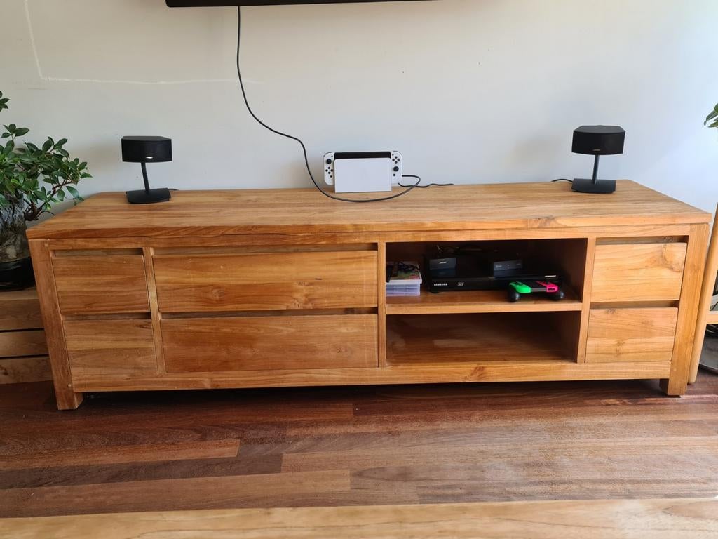 Teak TV kast 170cm breed - 50cm diep, Huis en Inrichting, Kasten | Televisiemeubels, Ophalen