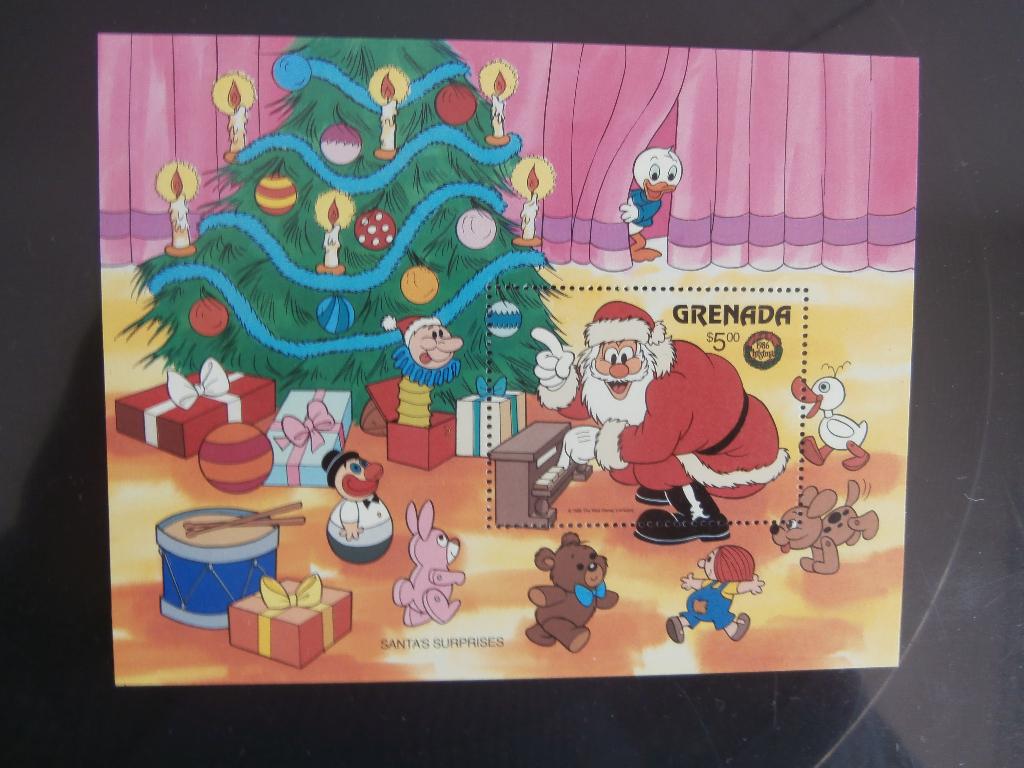 GRENADA 1986 BLOK DISNEY KERSTMIS, Verzenden, Postfris, Overige thema's