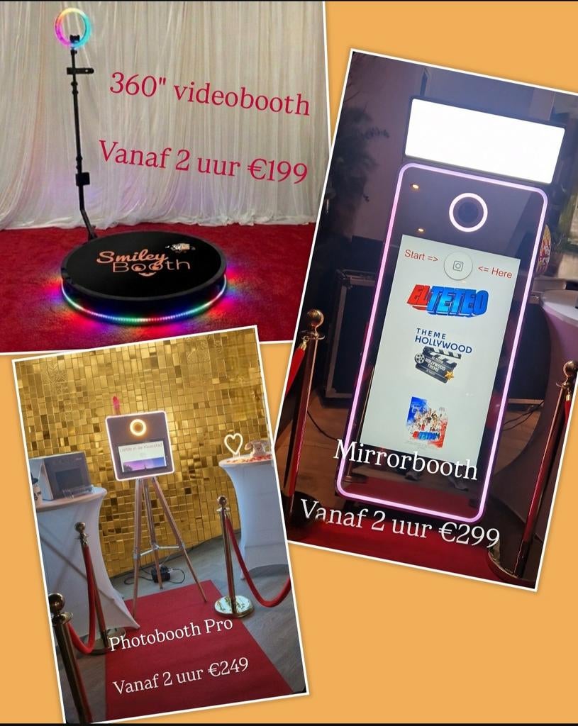 Photobooth huren €199, Hobby en Vrije tijd, Feestartikelen | Verhuur, Ophalen of Verzenden