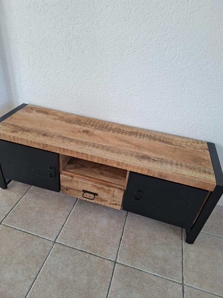 tv meubel mangohout, Huis en Inrichting, Kasten | Televisiemeubels, Ophalen, 100 tot 150 cm, Minder dan 100 cm, 25 tot 50 cm