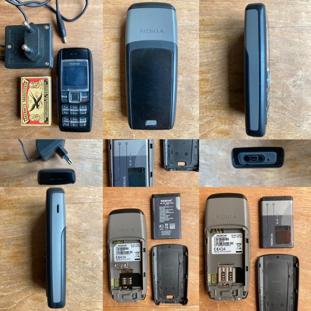 Nokia RH-64 1600 zwart mobieltje RH64 RH 64 met kabeltje, Gebruikt, Geen camera, Zwart, Fysiek toetsenbord