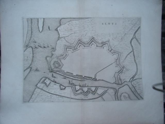 Sluis 'Sluys' Plattegrond/Vestingkaart stad Sluis Blaeu 1649, Antiek en Kunst, Origineel, Cartografie, Gravure, 1600 - 1699