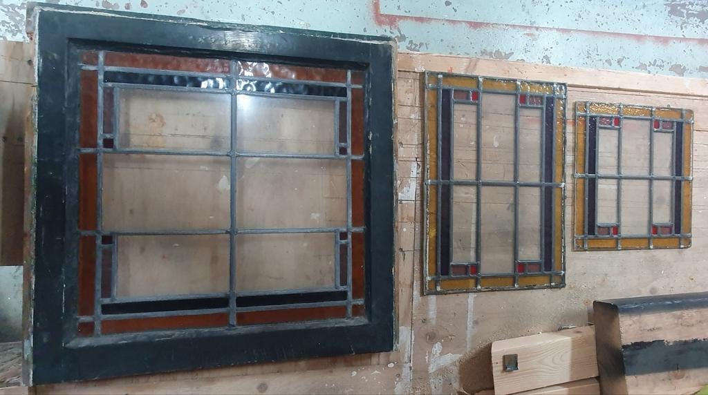 Glas-in-lood ramen - Diverse afmetingen, Ophalen, Gevelraam of Ruit, Gebruikt, Minder dan 80 cm