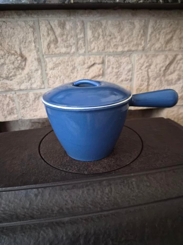 Vintage Zeldzame Le Creuset Fondue Pan maat 2, Ophalen of Verzenden, Gietijzer, Koekenpan of Braadpan