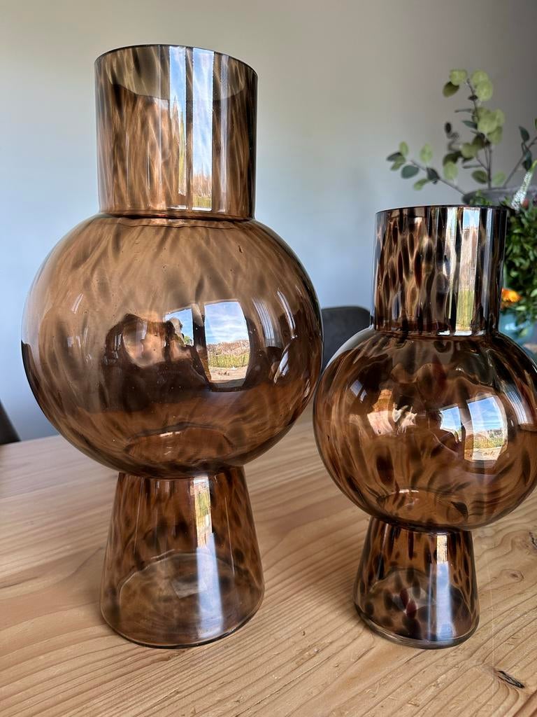 Vier vazen met panterprint van Countryfield, Huis en Inrichting, Woonaccessoires | Vazen, Ophalen, Overige kleuren, Minder dan 50 cm