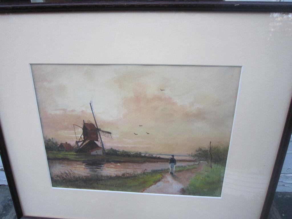 Mooi Hollands Waterlanschap in Aquarel Naar Weissenbruch, Ophalen