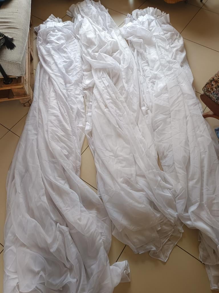 Glasgordijnen wit - diverse maten, inclusief haakjes, Huis en Inrichting, 200 cm of meer, Wit, Ophalen of Verzenden, Zo goed als nieuw