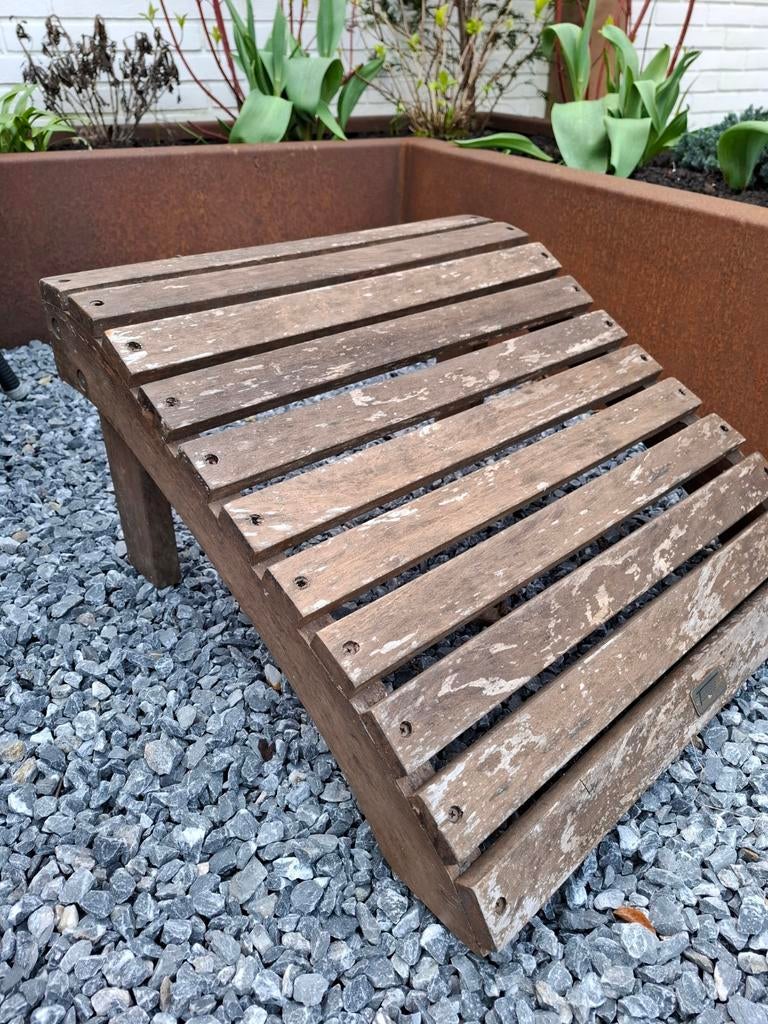 2 Deckchair Adirondack voetenbankjes Acaciahout, Ophalen, Zo goed als nieuw