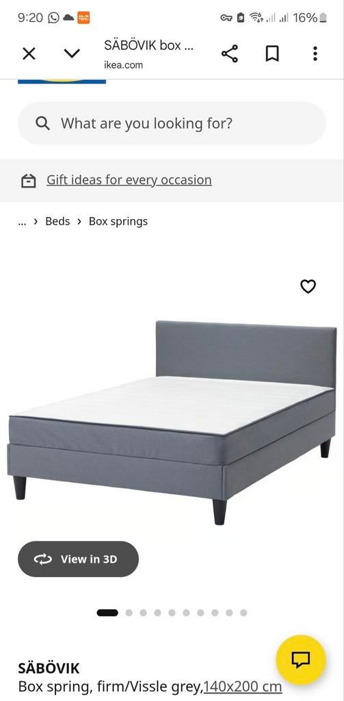 Ikea Boxspring bed SÄBÖVIK 140x200cm - Zo goed als nieuw, Ophalen, Zo goed als nieuw, Tweepersoons, 140 cm