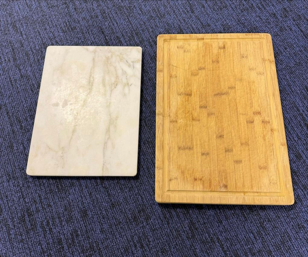 Marmeren en bamboe snijplanken, Ophalen, Gebruikt