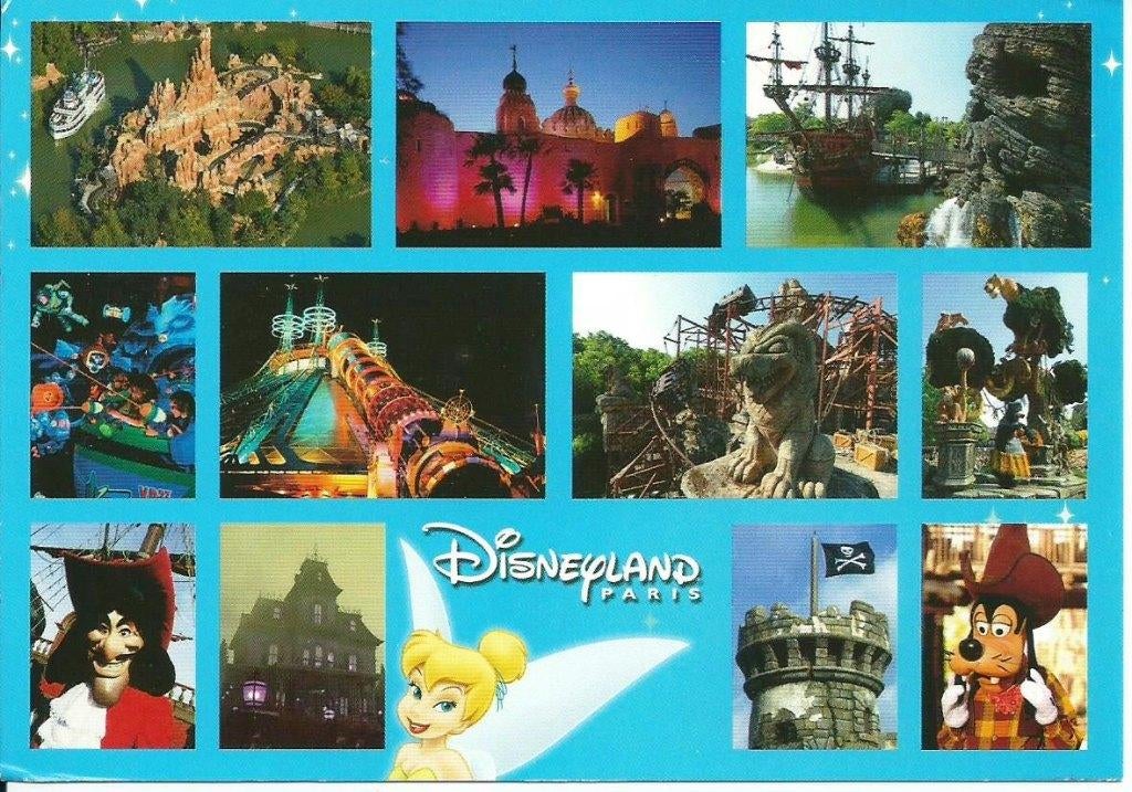 Ansichtkaart	Parijs (Frankrijk)	Disneyland	12-luik, Verzamelen, Ansichtkaarten | Buitenland, Verzenden, 1980 tot heden, Gelopen