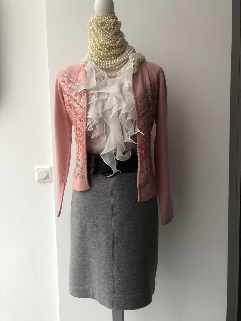 Als Nieuw Marccain grijs rokje wol N6 42 44, Verzenden, Maat 42/44 (L), Zo goed als nieuw, Grijs