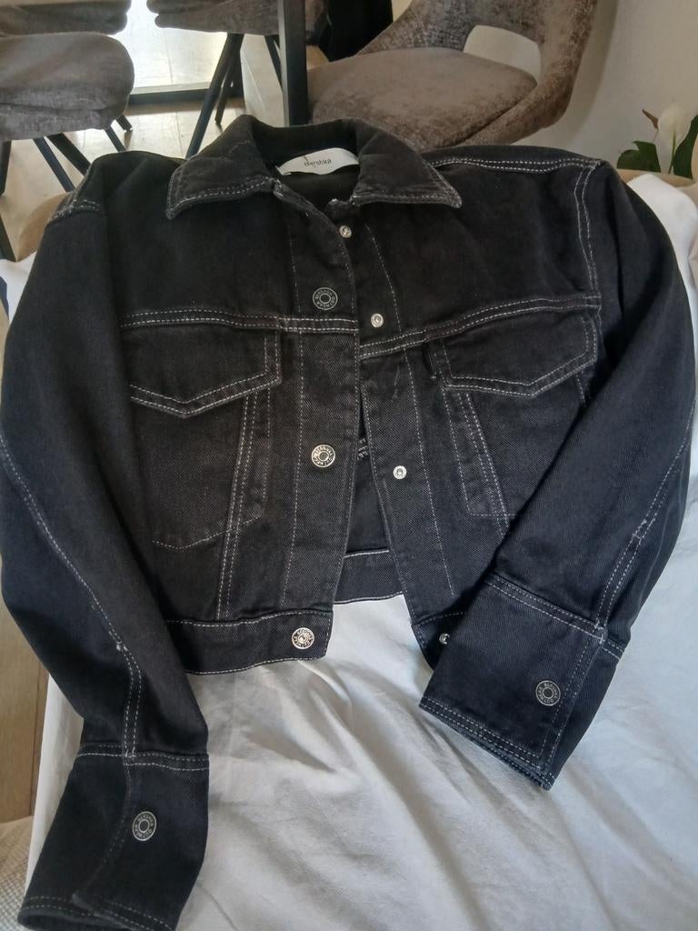 Korte spijkerjas, Kleding | Dames, Jassen | Zomer, Zwart, Zo goed als nieuw, Maat 34 (XS) of kleiner, Bershka