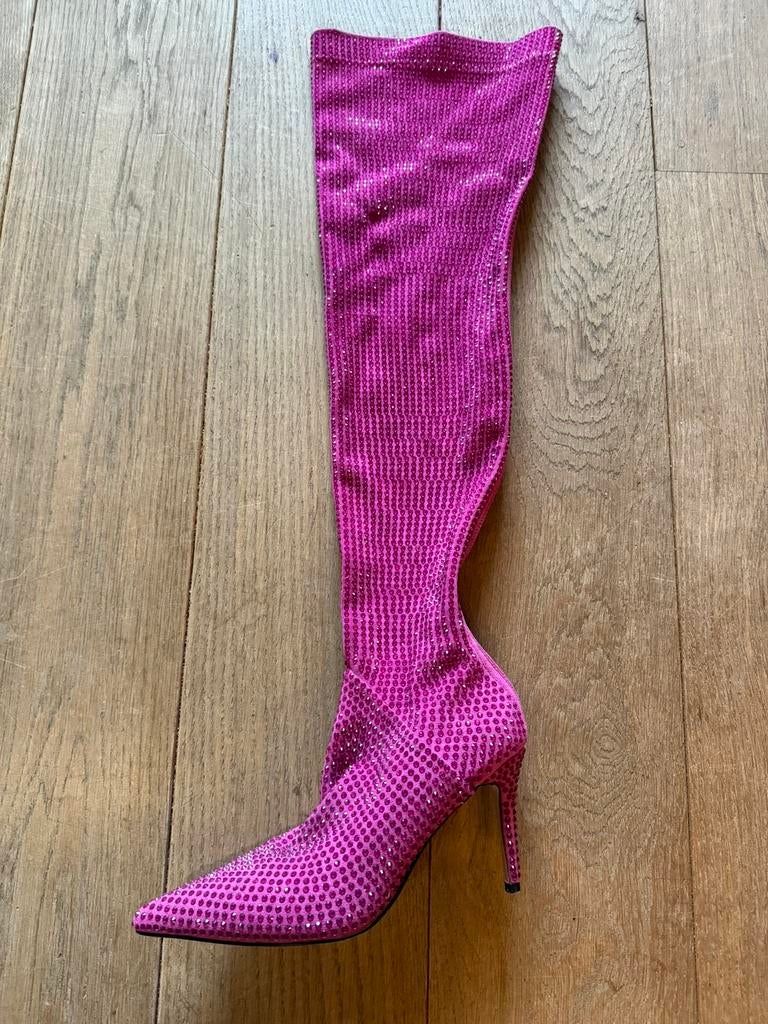 Overknee boots, Ophalen of Verzenden, Zo goed als nieuw, Roze, Hoge laarzen