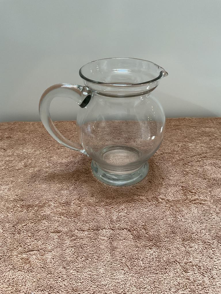 Glazen kan van dik glas, Huis en Inrichting, Ophalen of Verzenden, Zo goed als nieuw