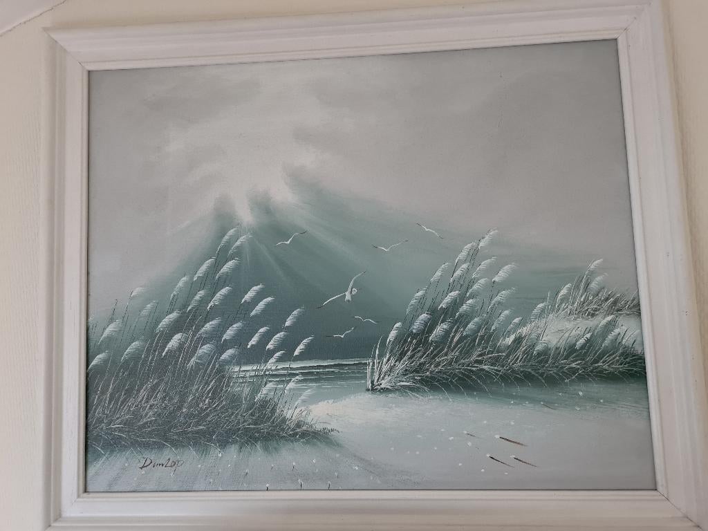 Schilderij Strand en Duinen, Antiek en Kunst, Kunst | Schilderijen | Klassiek, Ophalen of Verzenden