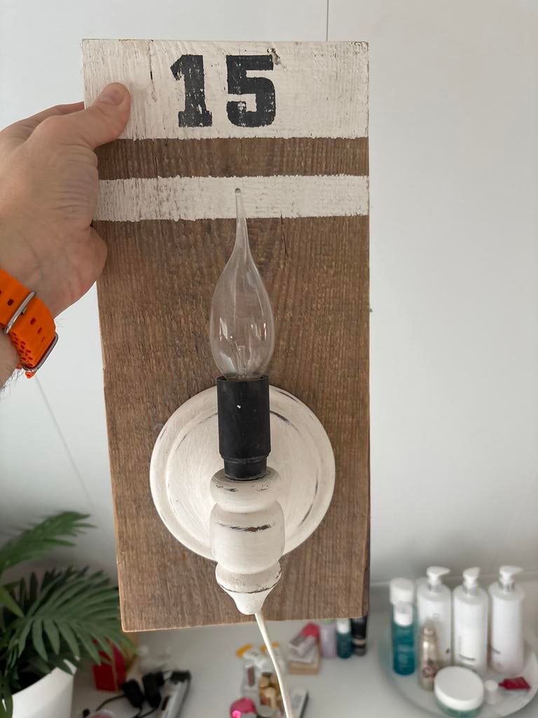 Unieke houten wandlamp (beach style), Ophalen of Verzenden, Gebruikt, Hout