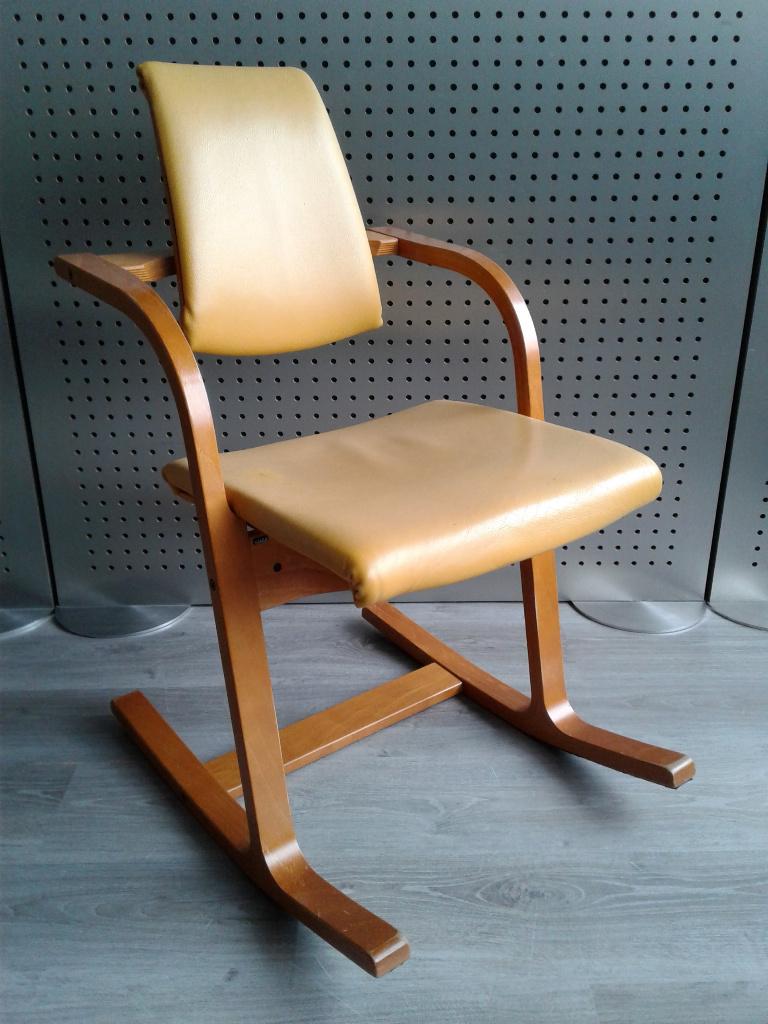 1x Variér (Stokke) Actulum (Zachtgeel Leder), Zeer Mooi!, Huis en Inrichting, Stoelen, Overige kleuren, Zo goed als nieuw, Variér