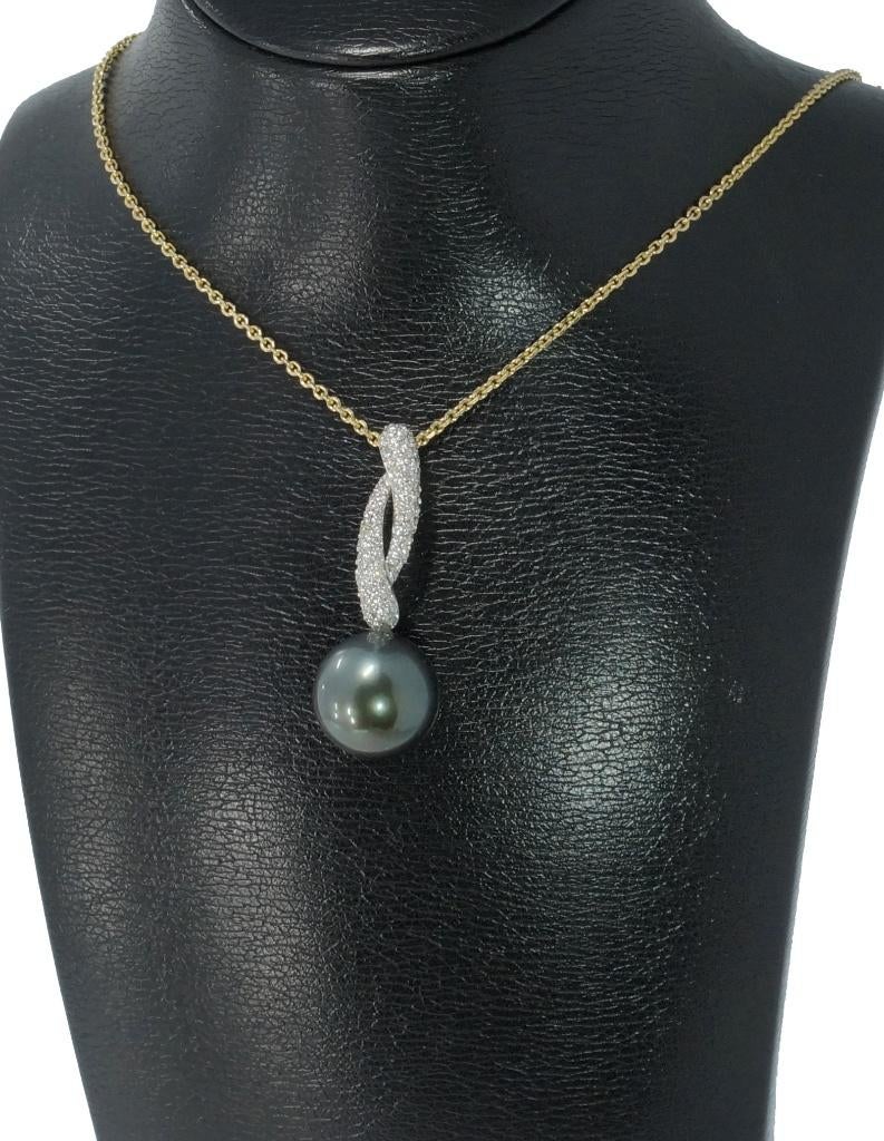 Tientallen diamanten parel 18k gouden ketting hanger luxe, Verzenden, Zo goed als nieuw, Met edelsteen, Info@voordeelsieraden.nl