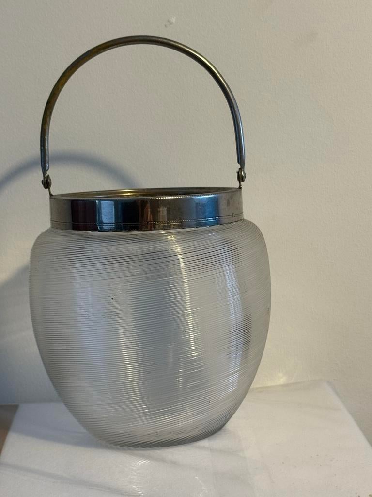 Vintage Fries Draadglas IJsemmer / Koektrommel Zonder Deksel, Ophalen of Verzenden, Gebruikt, Wit, Metaal