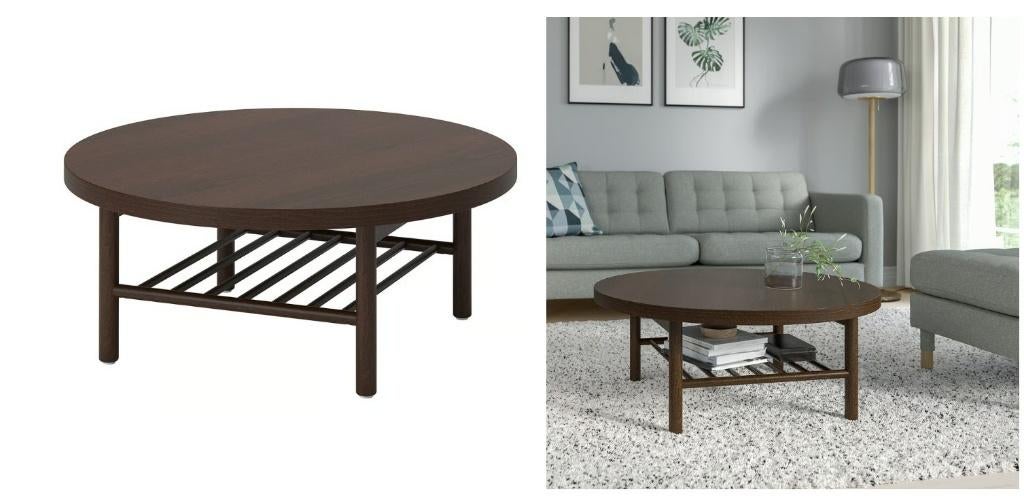 LISTERBY ronde salontafel beukenfineer, Huis en Inrichting, Tafels | Salontafels, Ophalen, Gebruikt, 50 tot 100 cm, Rond