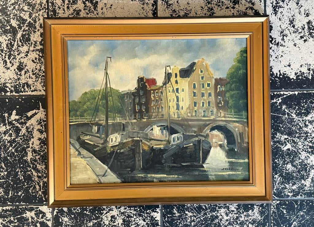 Kelderman – Amsterdam, Brouwersgracht, Antiek en Kunst, Kunst | Schilderijen | Klassiek, Ophalen