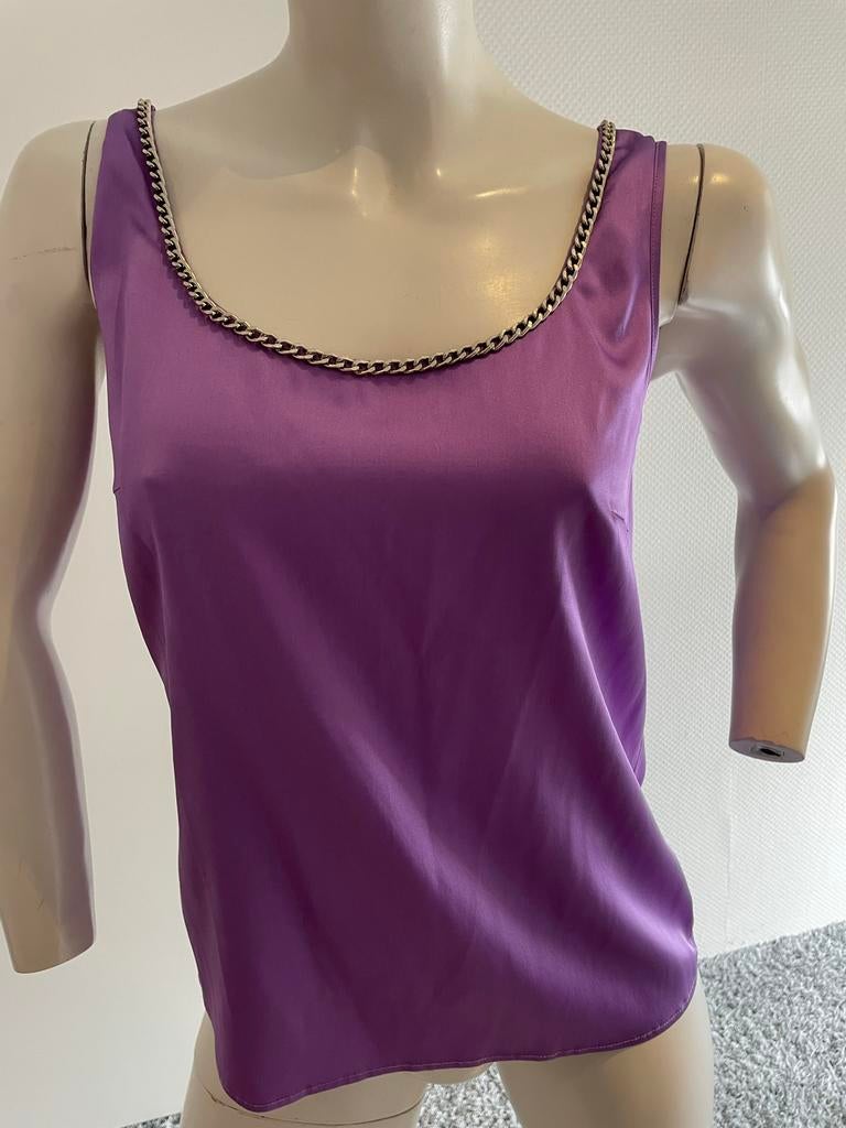 Escada zijde top met ketting en zit strech in maat 34, ., Paars, Escada, Ophalen of Verzenden