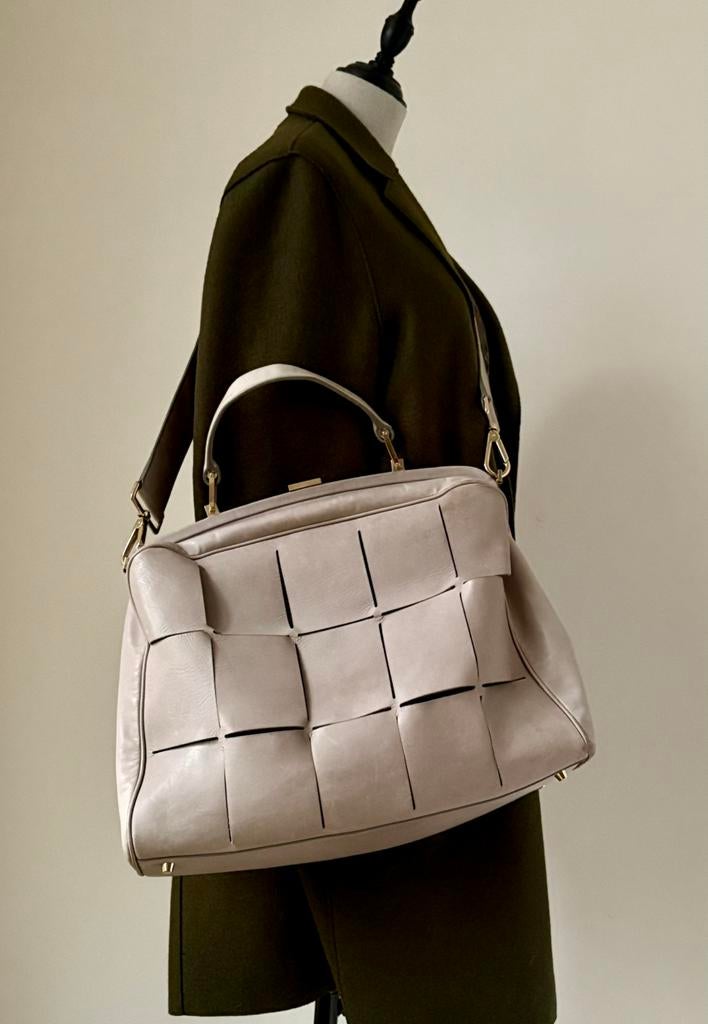 Jill Sander echte kalvsleer tas 42x 28x 20cm twv 2.900,-, Ophalen of Verzenden, Zo goed als nieuw, Beige, Handtas