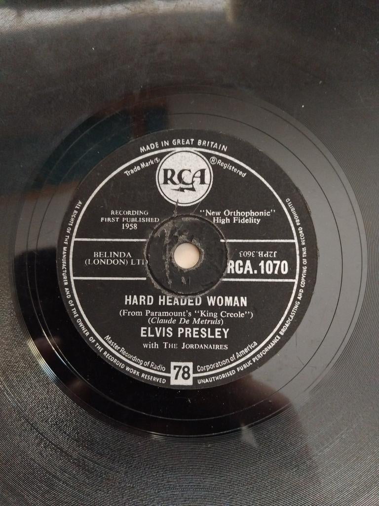Elvis Presley - Hard headed woman 78RPM, Ophalen of Verzenden, Gebruikt, 10 inch