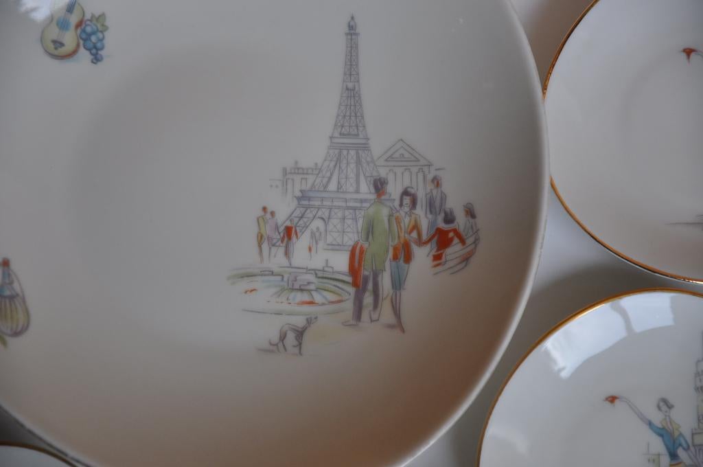 Schalenset petit four gebak Bavaria jaren 50 60 porselein, Gebruikt, Overige typen, Ophalen of Verzenden, Overige stijlen