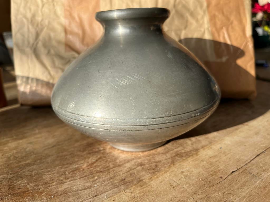 Tinnen bolvaas gemerkt Meeuws & zoon Den Haag, Antiek en Kunst, Antiek | Tin, Ophalen of Verzenden