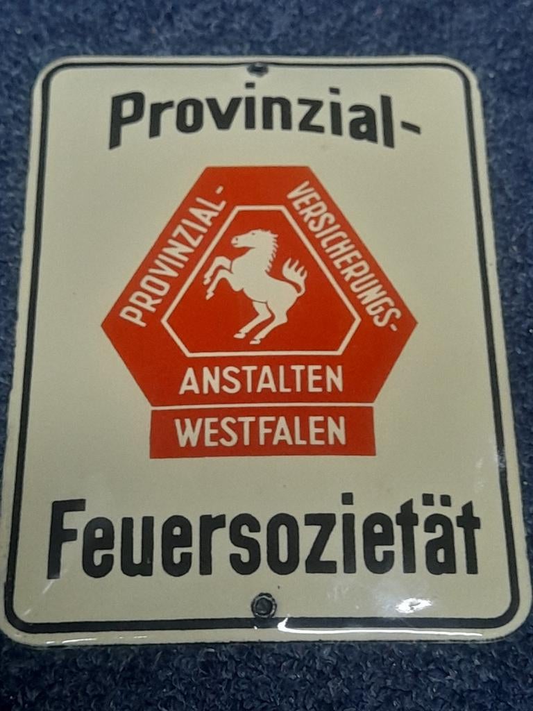 Oud Emaille Duits plaatje Provinzial Feuersozietat, Antiek en Kunst, Antiek | Emaille, Ophalen of Verzenden