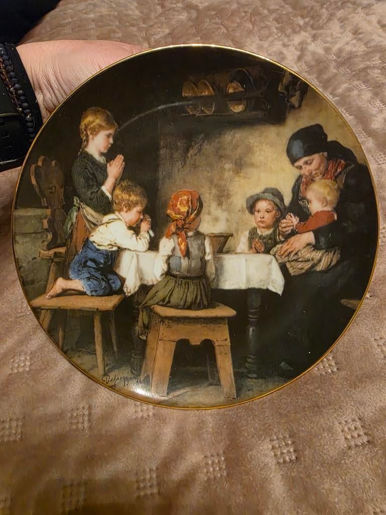 Liliën Porzellan Oostenrijk "Das Tischgebet" Bord, Ophalen of Verzenden