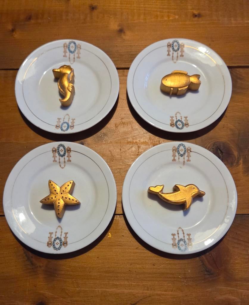 Vrolijke Gouden Zee Dieren Borden Set, Ophalen of Verzenden, Gebruikt