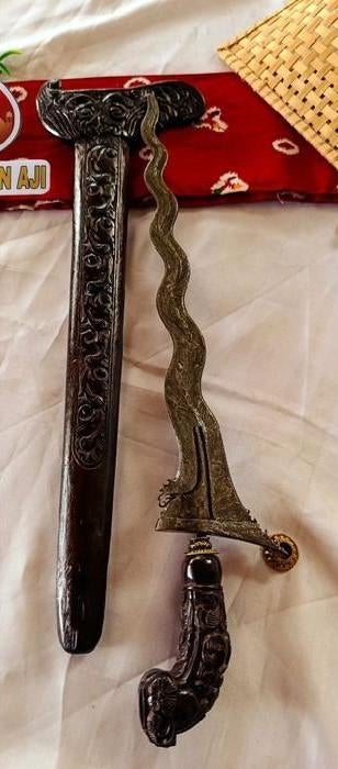 Keris Carita Daleman 11 Luk Pamor Blarak Sineret Sawo KGU42, Antiek en Kunst, Ophalen of Verzenden