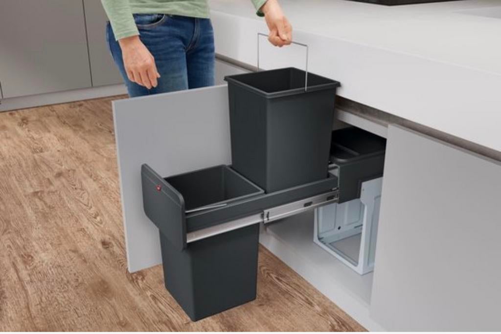 UITTREKBARE DUO AFVALBAK VAN HET MERK HAILO IDEAAL, Ophalen, Kunststof, Minder dan 50 cm, 20 tot 30 liter