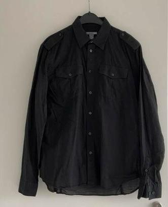 H&M overhemd blouse lange mouw zwrt maat M 39/40, Zwart, Zo goed als nieuw, H&M, Halswijdte 39/40 (M)