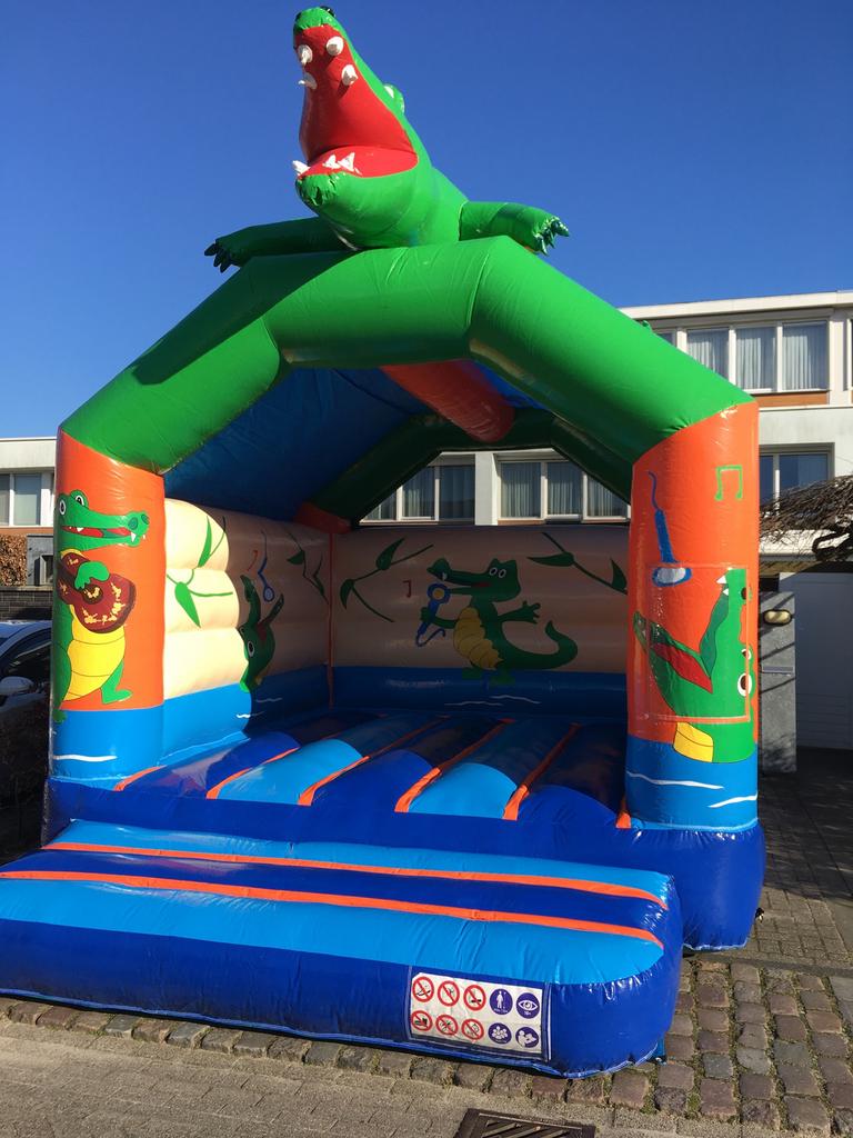 Cool Springkussen Party-Krokodil te huur! 4x5m! Met dakje!, Hobby en Vrije tijd, Feestartikelen | Verhuur, Ophalen of Verzenden