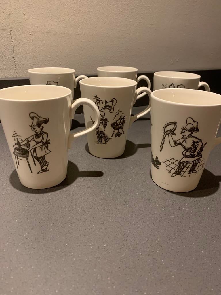 Petrus regout california - 6 bekers - vintage, Huis en Inrichting, Keuken | Servies, Zo goed als nieuw, Kop(pen) en/of Schotel(s)