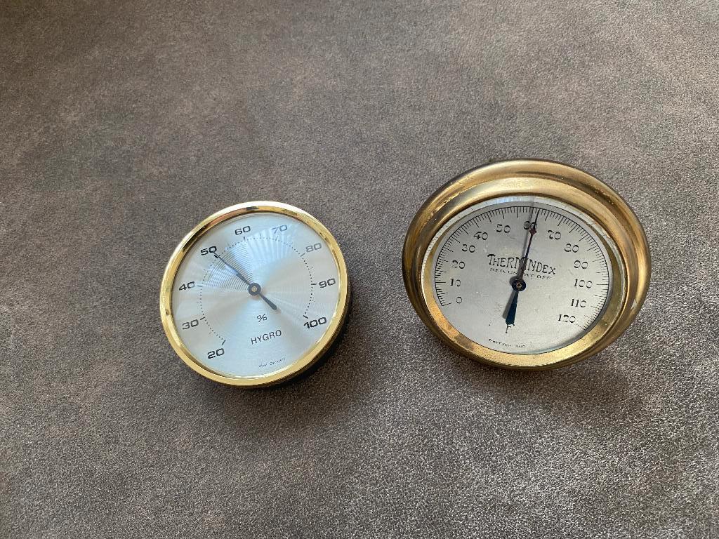 Antieke hygrometer thermindex  koper, Ophalen of Verzenden