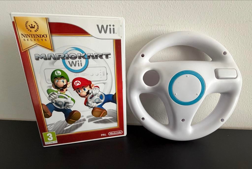 Mario Kart Wii - Compleet met stuur!, Spelcomputers en Games, Games | Nintendo Wii, Gebruikt, Racen en Vliegen, 3 spelers of meer