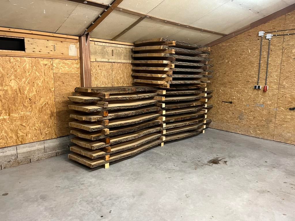 Eiken boomstamtafels/wandplanken/bartafels, Doe-het-zelf en Verbouw, Hout en Planken, Eiken, Nieuw, Ophalen of Verzenden, Plank