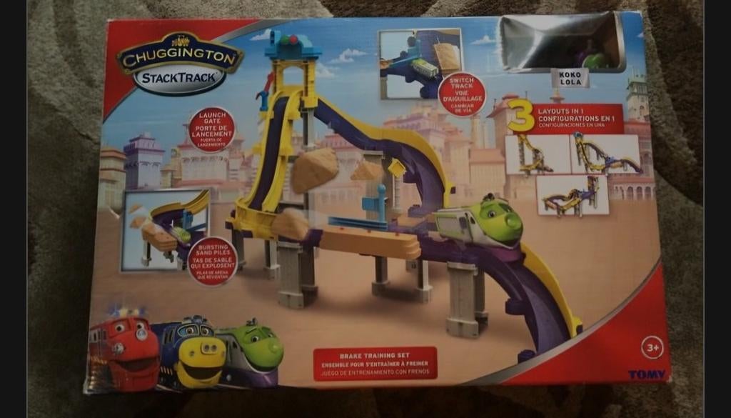 Chuggington stack track in zeer goede staat incl 2 treinen, Overige merken, Racebaan, Zelf te bouwen, Ophalen of Verzenden