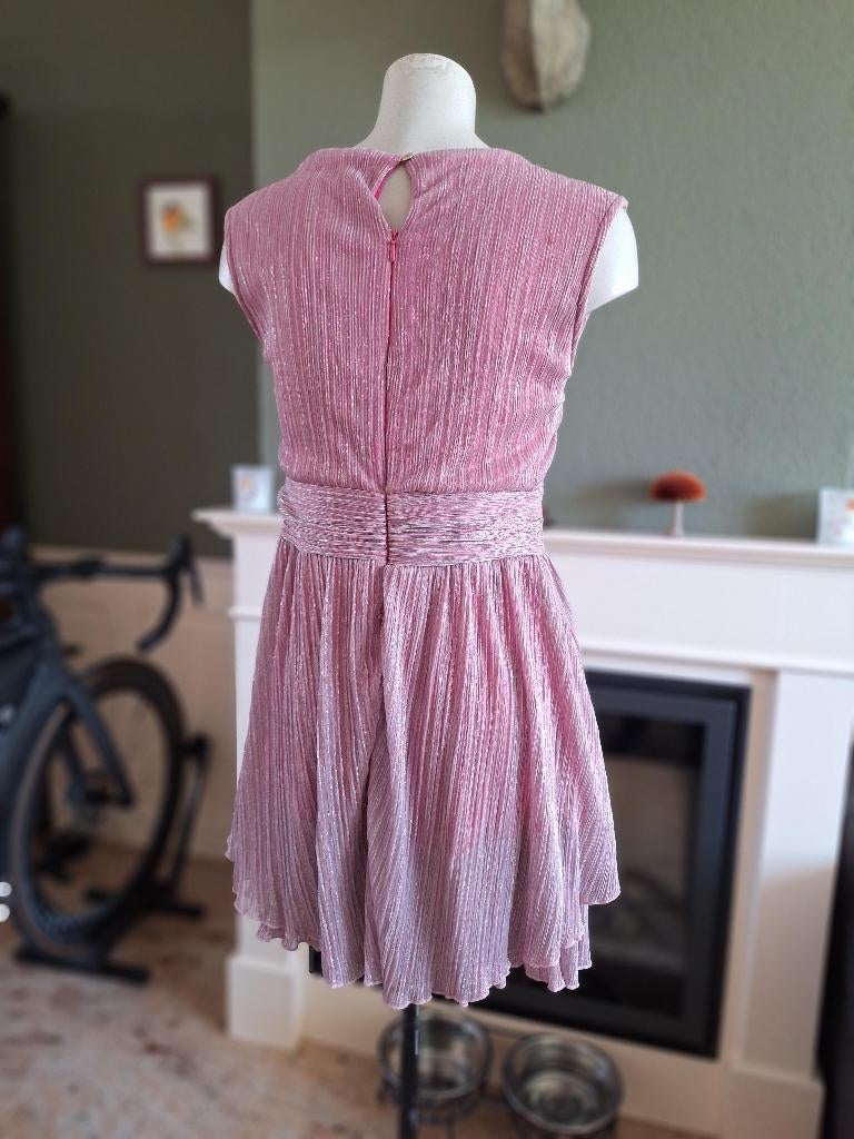 Rinascimentop zilver hard roze baby doll jurk L, Verzenden, Zo goed als nieuw, Roze, Boven de knie