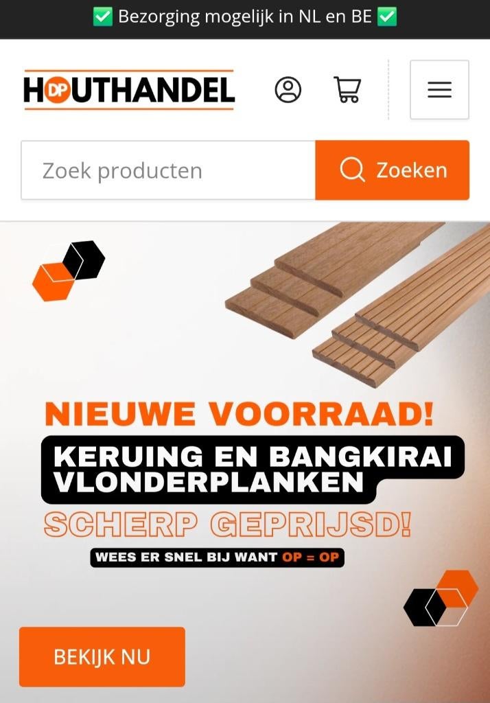 Vlonderplanken hardhout | Diverse maten | Scherpe prijzen, Ophalen of Verzenden, Nieuw, Hout