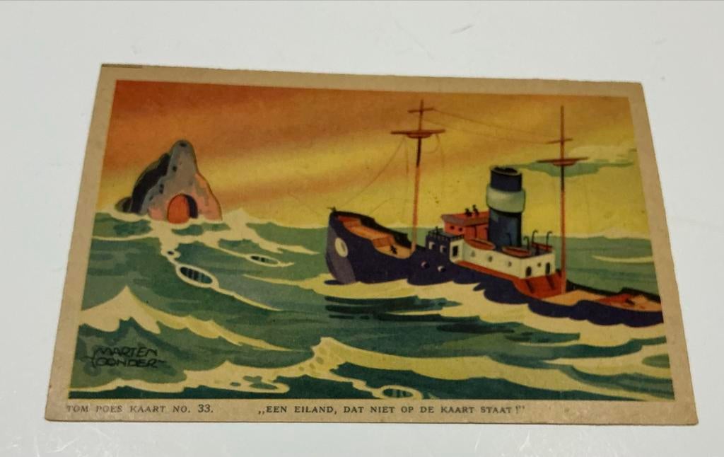 Oude Tom Poes Kaart - Een Eiland, Dat Niet Op De Kaart Staat, Verzamelen, Ansichtkaarten | Themakaarten, Verzenden, 1940 tot 1960