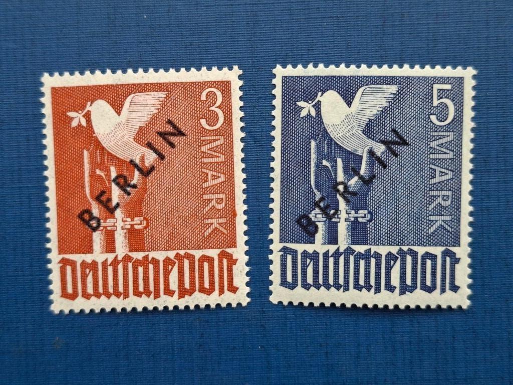 Postzegel Berlijn 1948 PF 2 zegels Overdruk Zwart 01-04, Ophalen of Verzenden, BRD, Postfris